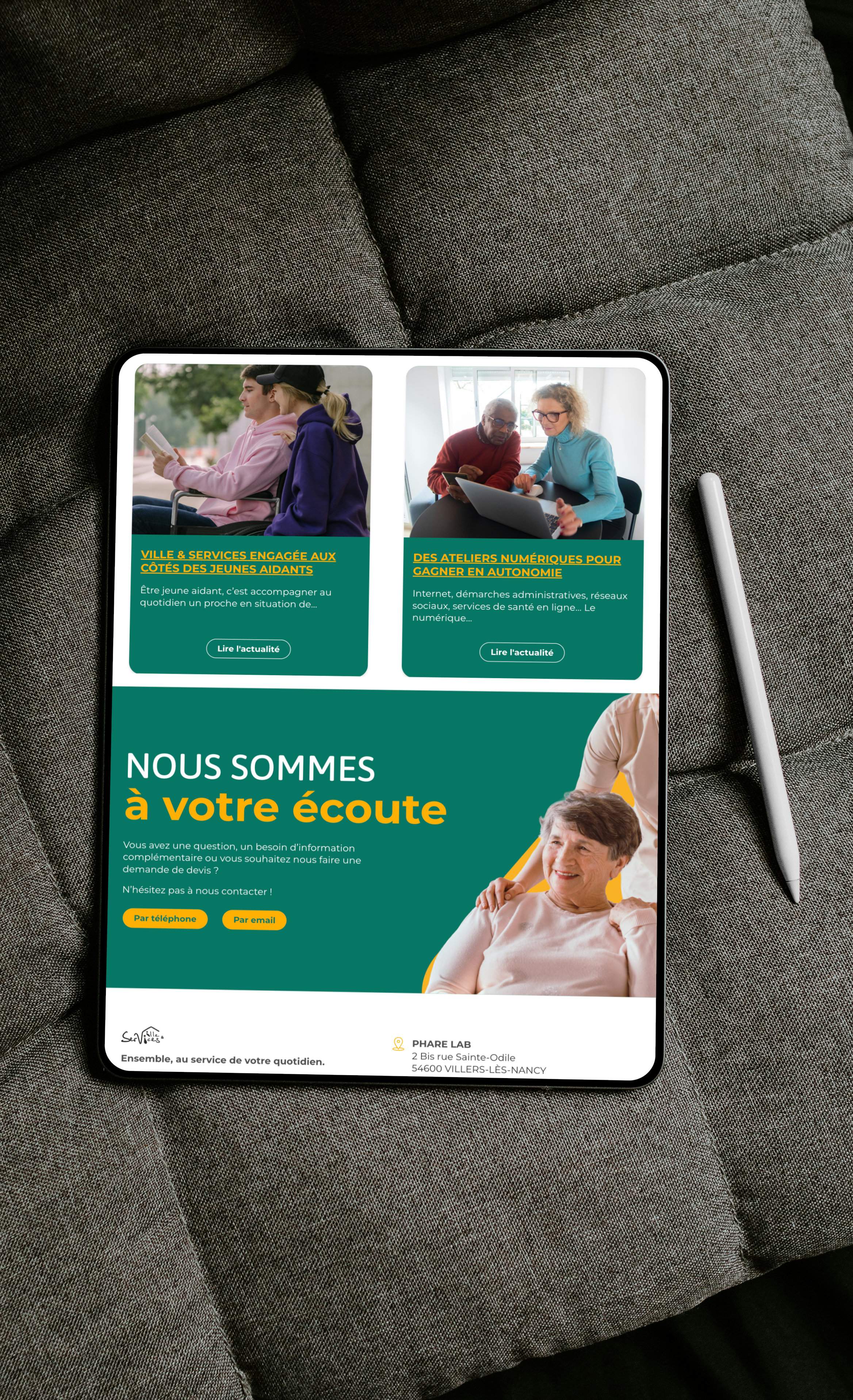 Ipad canapé gris